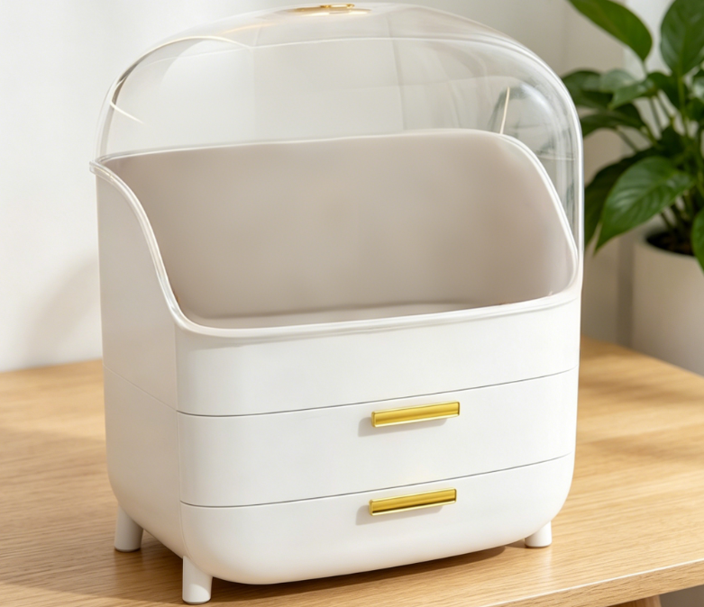 3-Tier Skincare & Beauty Organizer | With Drawers & Lid | High-Capacity Vanity Storage | Non-Slip Base - Image 2