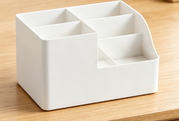 Cosmetic Organizer with 2 Drawers | White Countertop Style | Integrated Brush Holder & Beauty/Skincare Storage - Image 2