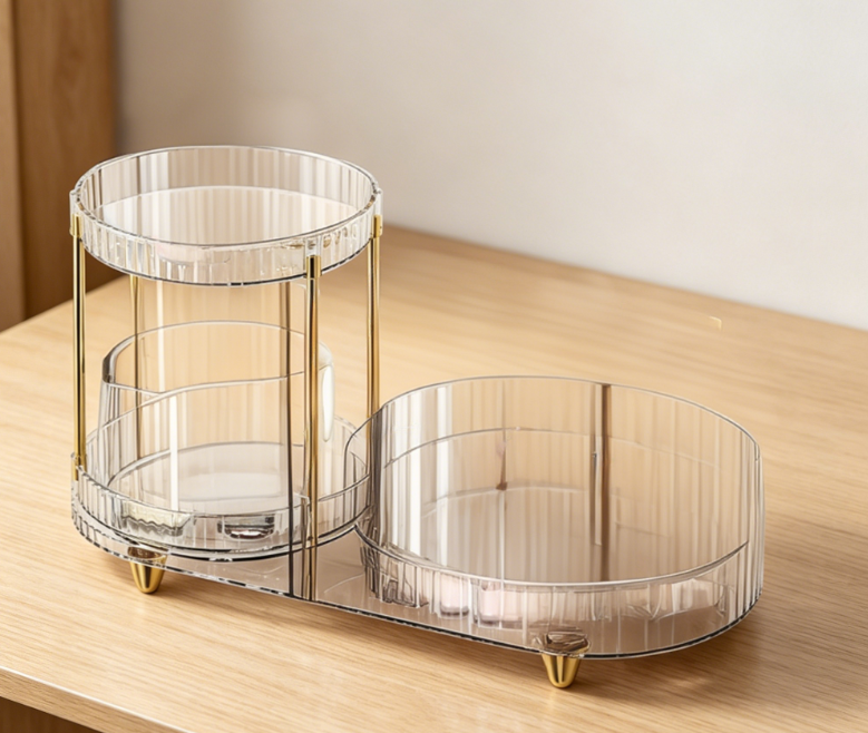 Rotating Countertop Cosmetic Organizer | 5-Tier Perfume Tray | Multi-functional Brush Holder | For Bathroom & Bedroom - Image 2